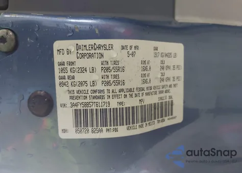 2007 Chrysler Pt Cruiser Touring from USA, damaged, VIN 3A4FY58B57T611719